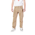 Replay beige cotton cargo pants with multiple pockets and relaxed fit, displayed on a neutral background.