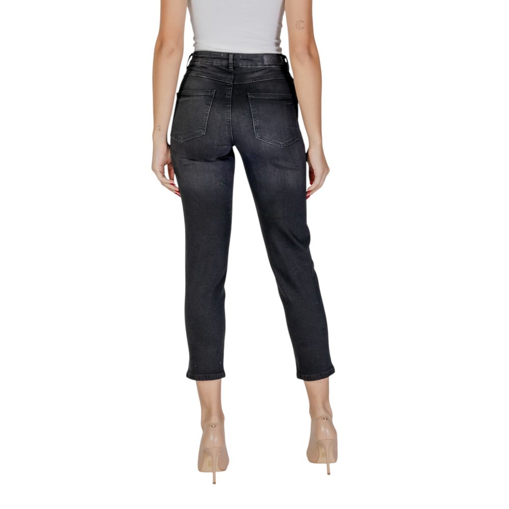 ICHI Black Cotton Mom Jean
