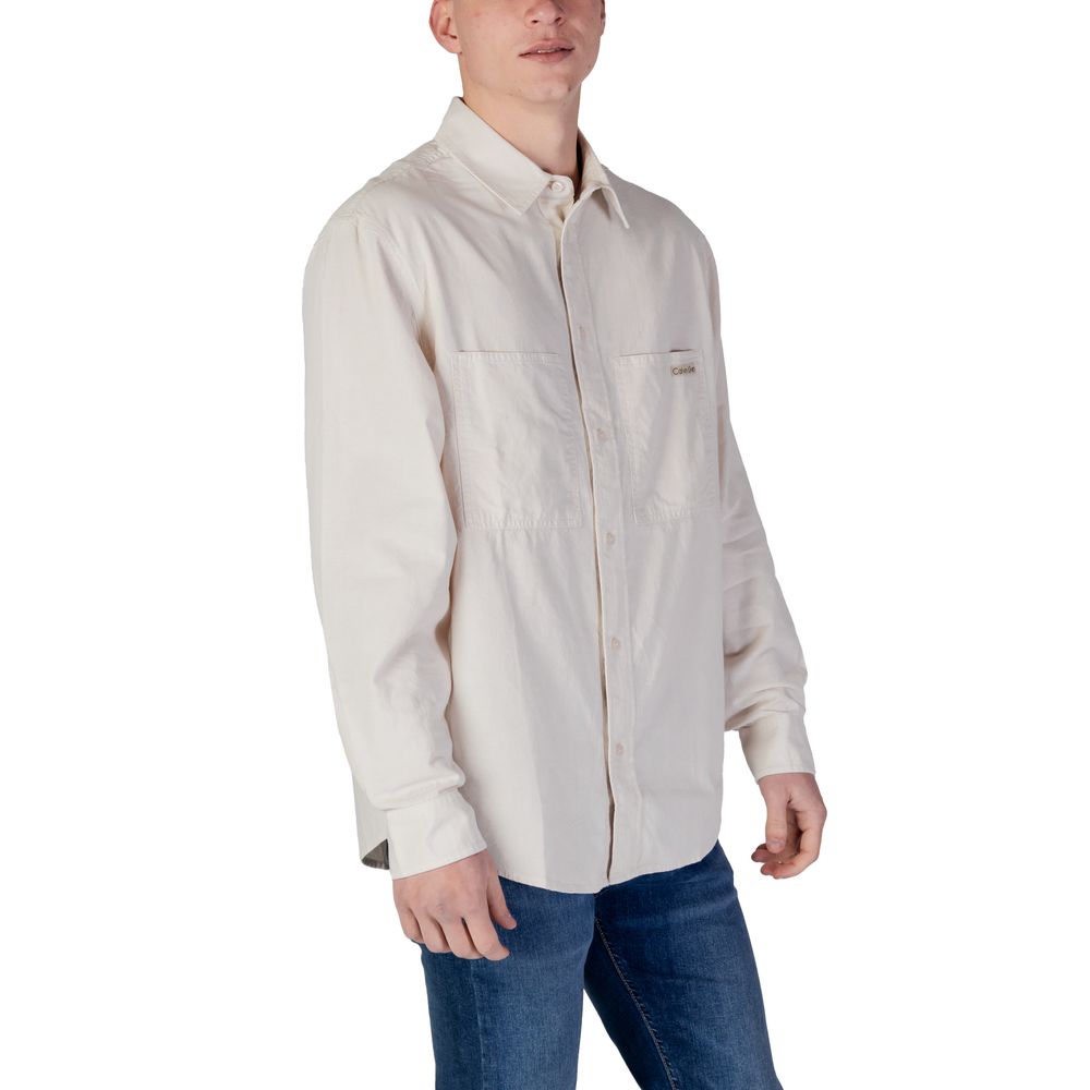 Calvin Klein Jeans Beige Recycled Cotton Shirt Calvin Klein Jeans
