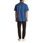 Calvin Klein Jeans blue denim shirt with button-down front and classic collar, casual style for men.
