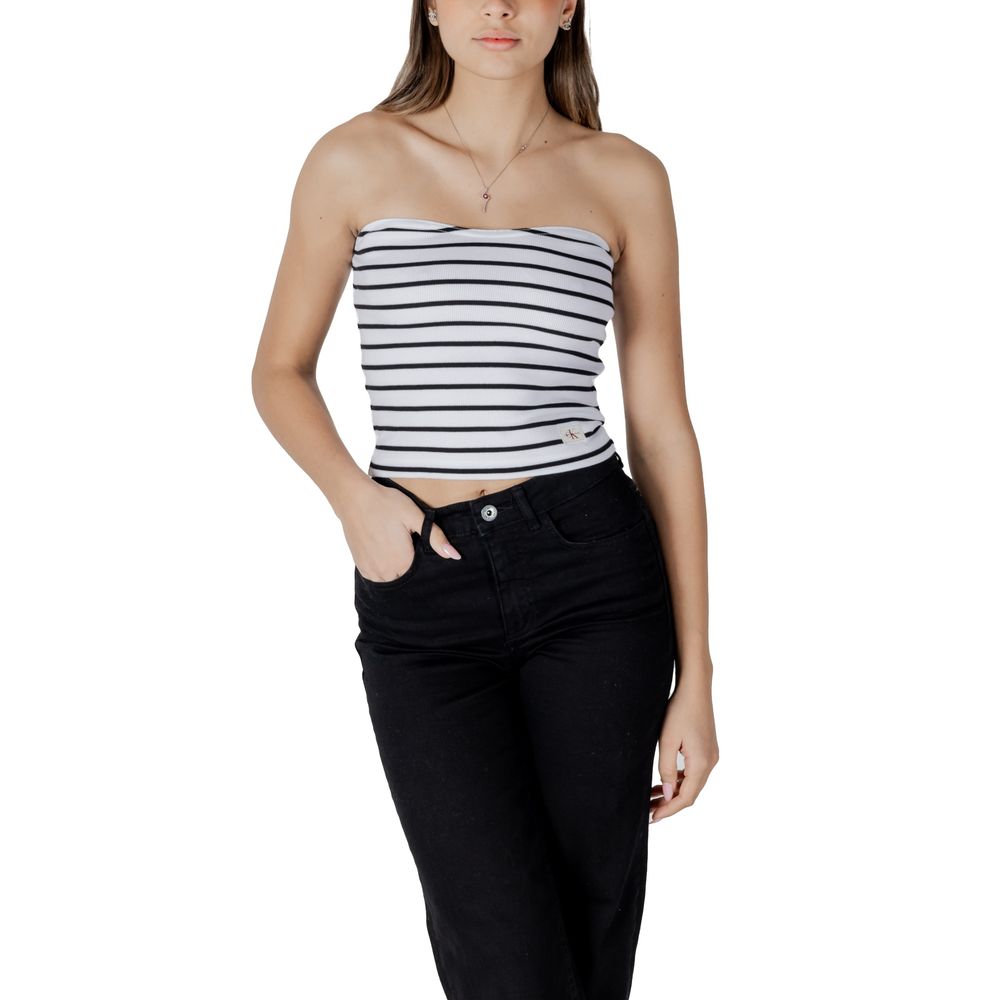 White recycled cotton top from Calvin Klein Jeans, showcasing a casual, stylish shirt with a relaxed fit.