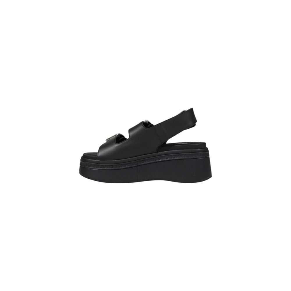 Tommy Hilfiger Jeans Black Leather Platform Sandals Tommy Hilfiger Jeans