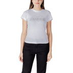 White cotton Guess Active T-shirt with crew neck and short sleeves, displayed flat on a neutral background.