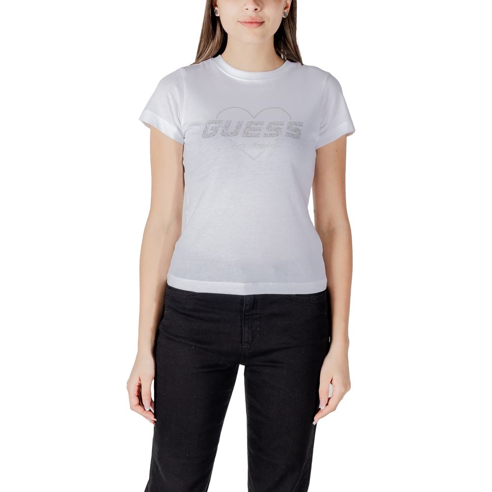 White cotton Guess Active T-shirt with crew neck and short sleeves, displayed flat on a neutral background.