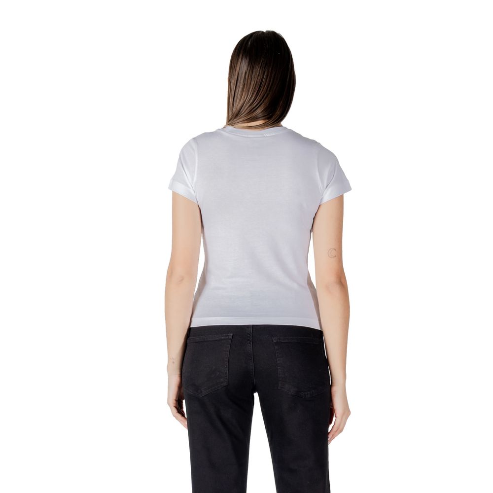 White cotton T-shirt from Guess Active with a classic fit and crew neckline, shown laid flat with subtle branding details.