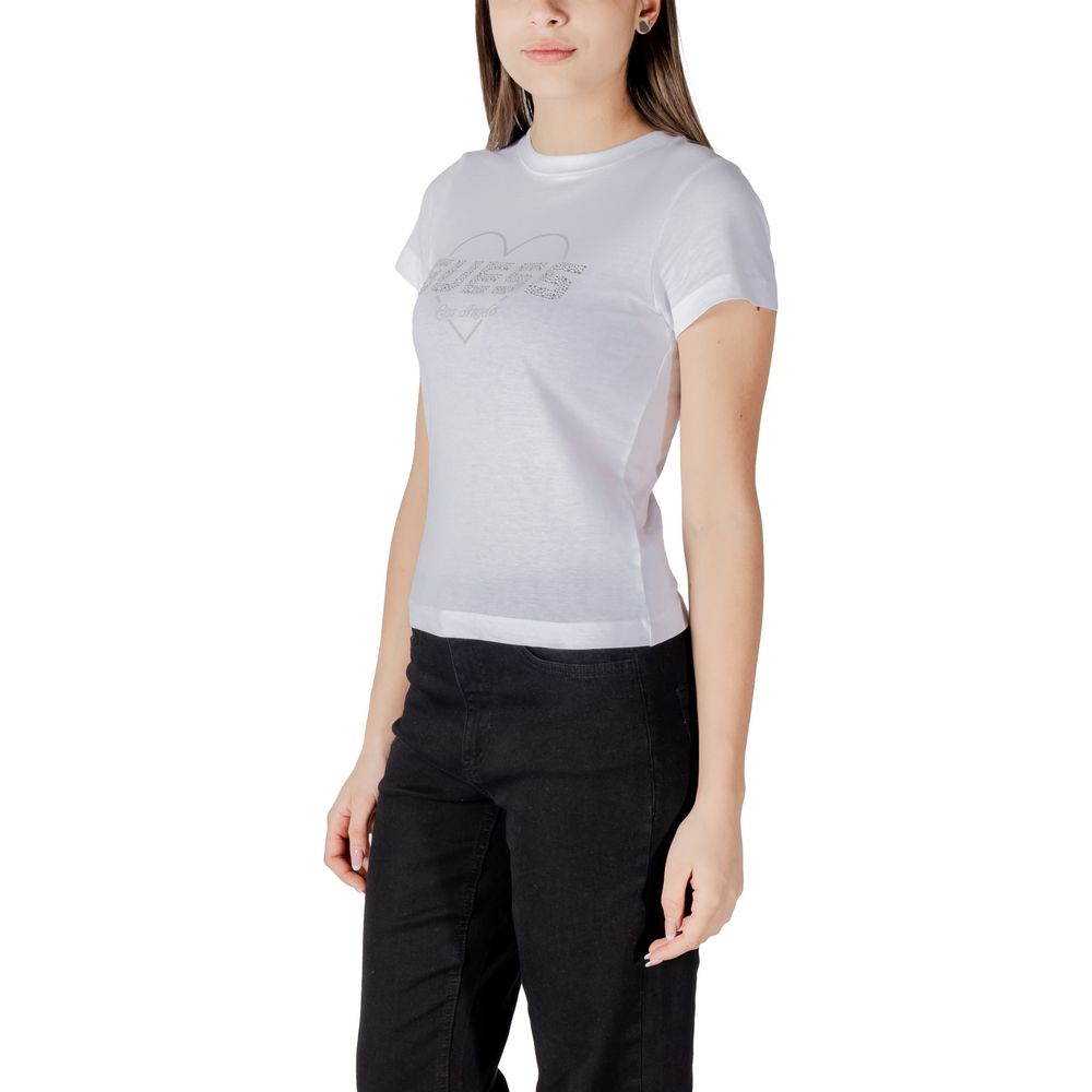 White cotton Guess Active T-shirt with crew neckline and logo detail, casual athletic style for everyday wear.