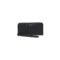 Black Guess polyethylene wallet with multiple card slots and a sleek design, shown in the product image.