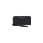 Black Guess polyethylene wallet with multiple card slots and a sleek design, shown in the product image.