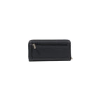 Guess black polyethylene wallet with multiple card slots, slim design, and sleek exterior for everyday use.