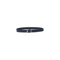 Antony Morato blue leather regular belt with polished silver buckle, displayed on a neutral background.