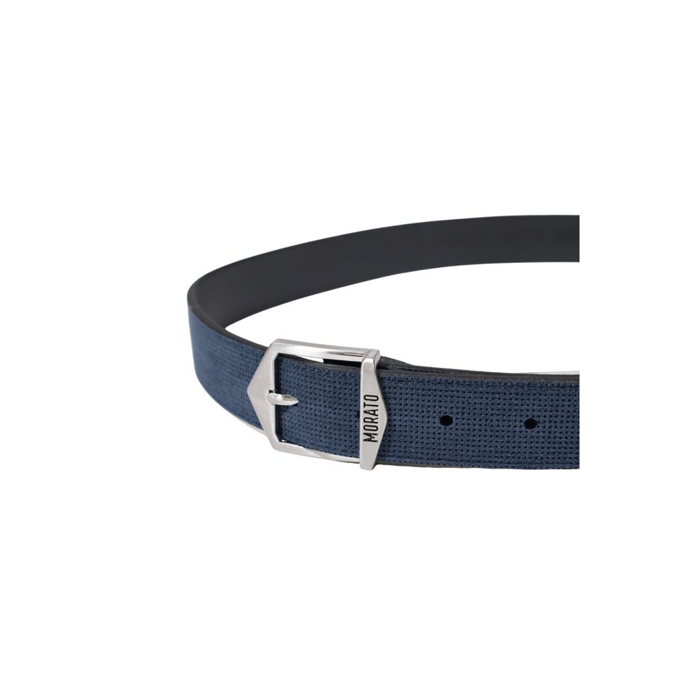 Antony Morato blue leather regular belt with a sleek buckle, displayed on a neutral background.