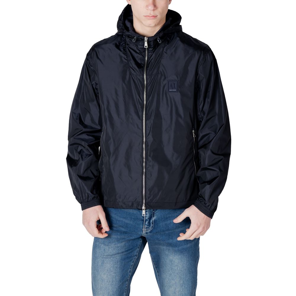 Armani Exchange Blue Polyamide Jackets & Coat Armani Exchange