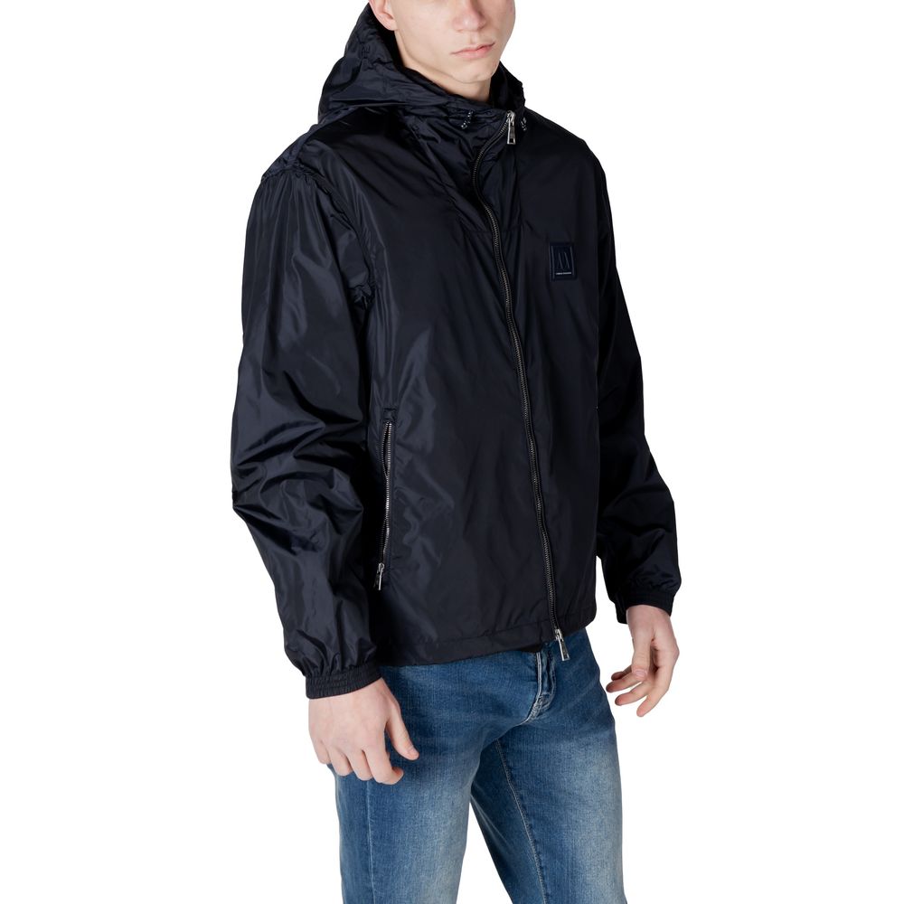 Armani Exchange Blue Polyamide Jackets & Coat Armani Exchange