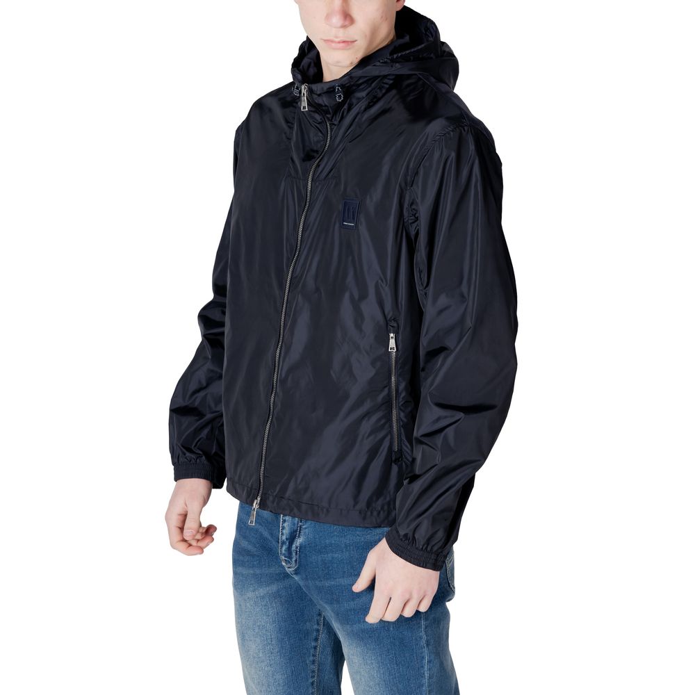 Armani Exchange Blue Polyamide Jackets & Coat Armani Exchange