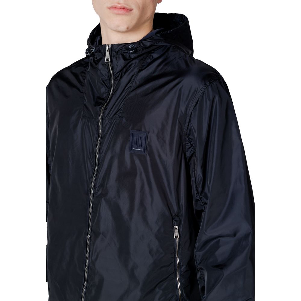 Armani Exchange Blue Polyamide Jackets & Coat Armani Exchange