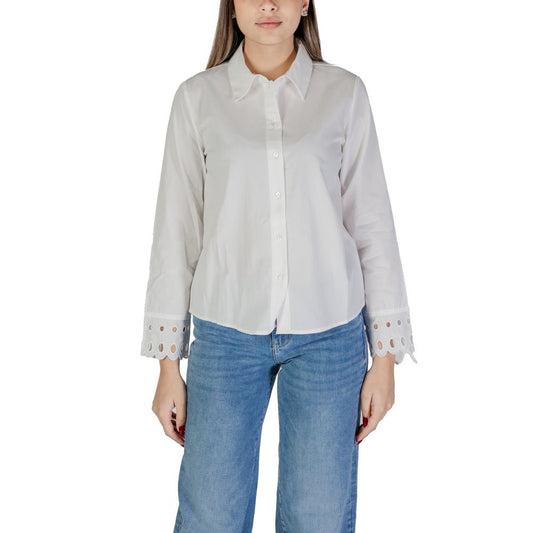 Jacqueline De Yong White Cotton Blouse Jacqueline De Yong