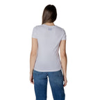 White cotton T-shirt from EA7 Emporio Armani featuring a classic crew neck and subtle brand logo detail.
