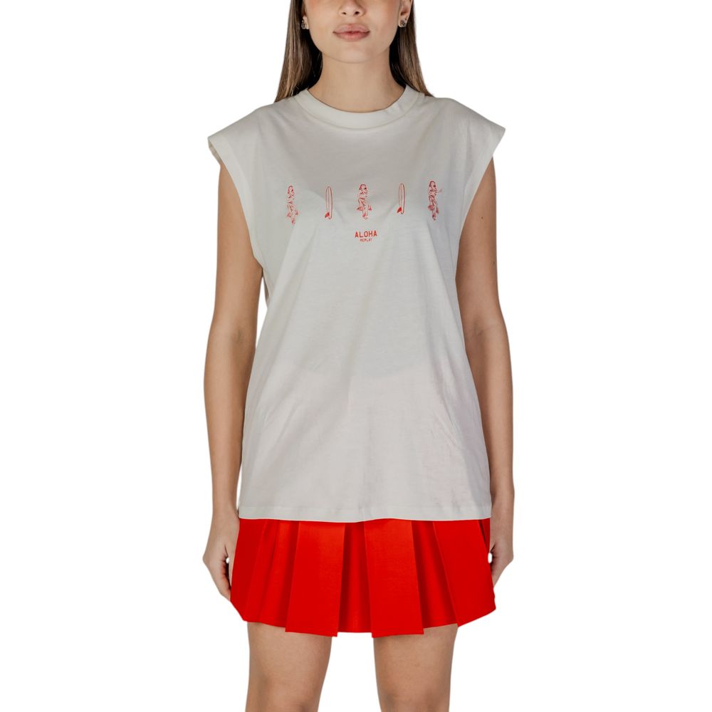 Replay Cream Cotton Tank Tops - Eljoys Fashion 