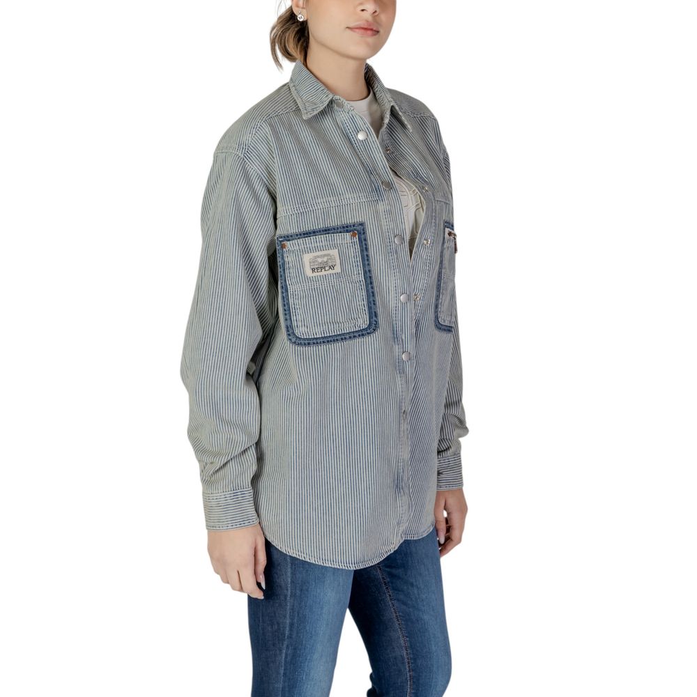 Replay Blue Cotton Blouse Replay