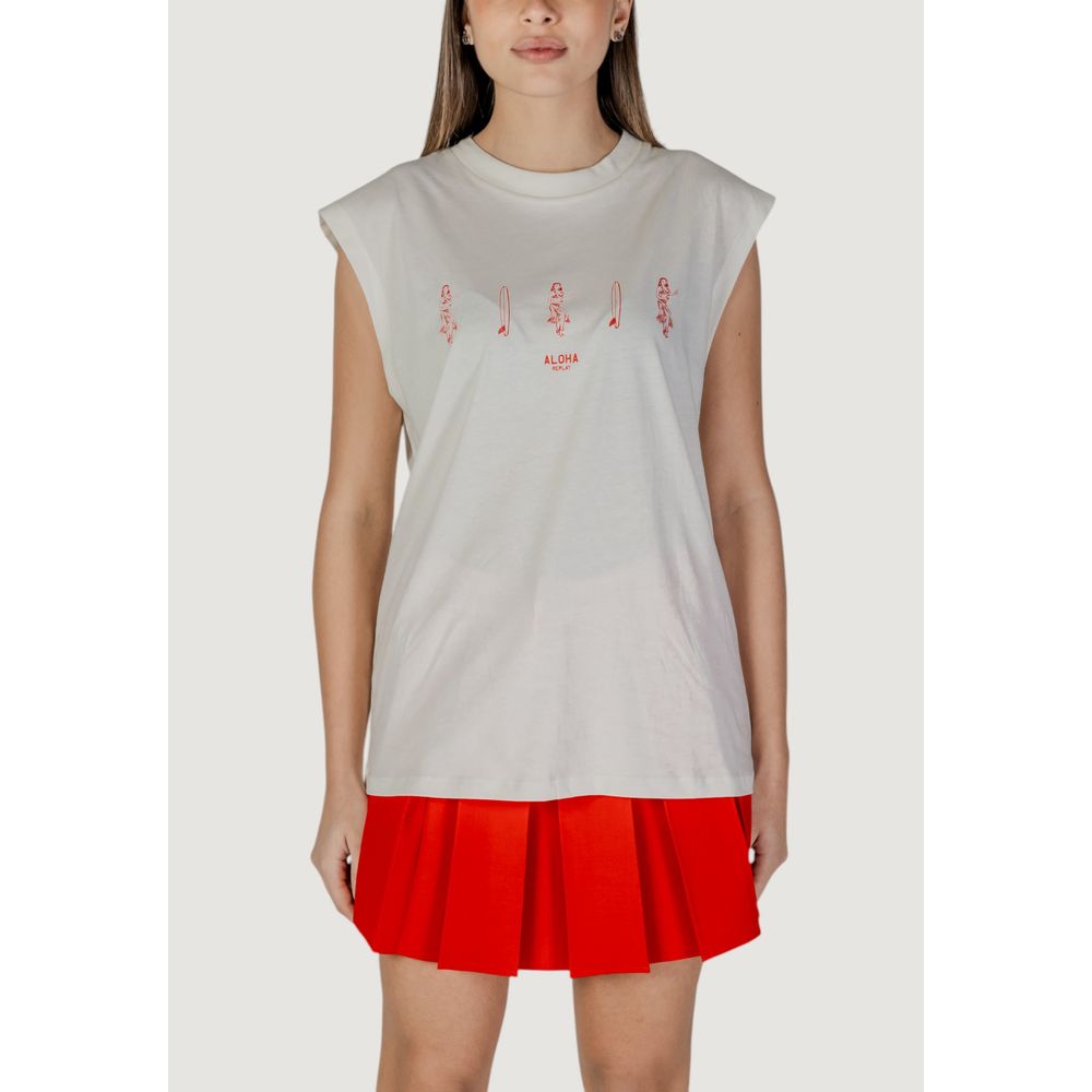 Replay Cream Cotton Tank Tops - Eljoys Fashion 