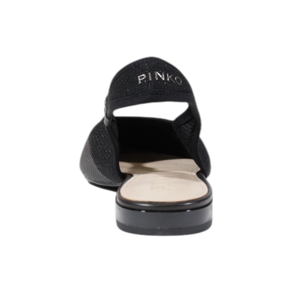 PINKO Black Leather Flat Sandals PINKO