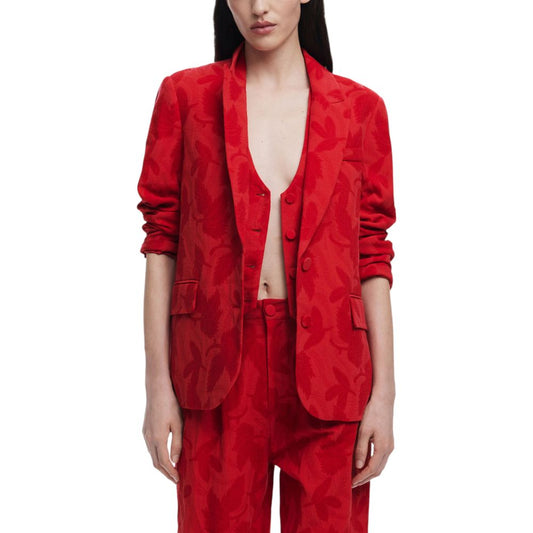 Desigual Red Cotton Blazer Desigual