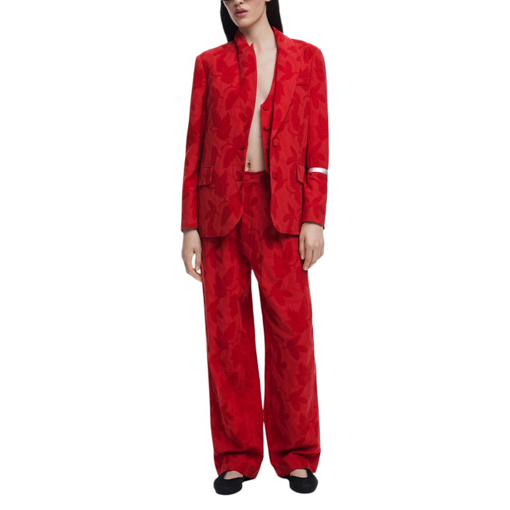 Desigual Red Cotton Blazer Desigual