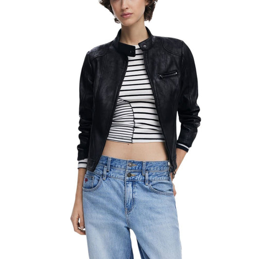 Desigual Black Polyester Jackets & Coat Desigual
