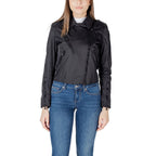 Blauer black polyamide biker jacket with front zipper and collar, stylish outerwear for motorcycle or casual wear.