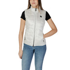 Blauer white polyamide sleeveless jacket with front zipper and side pockets, lightweight and casual outdoor wear.