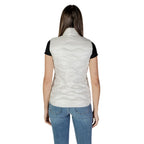 Blauer white polyamide sleeveless jacket with front zipper and side pockets, lightweight and casual for outdoor wear.