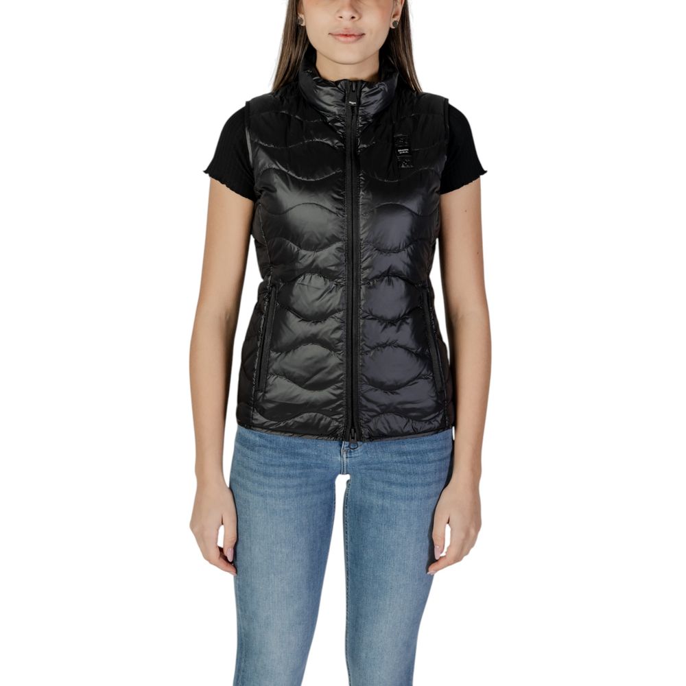 Black polyamide sleeveless jacket by Blauer, showing front view with zipper and collar detail.