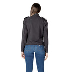 Blauer black polyamide biker jacket with front zipper and collar, stylish and durable outerwear for motorcycle riding.