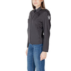 Black Blauer polyamide biker jacket with front zipper, collar and multiple pockets, stylish and durable outerwear for men.