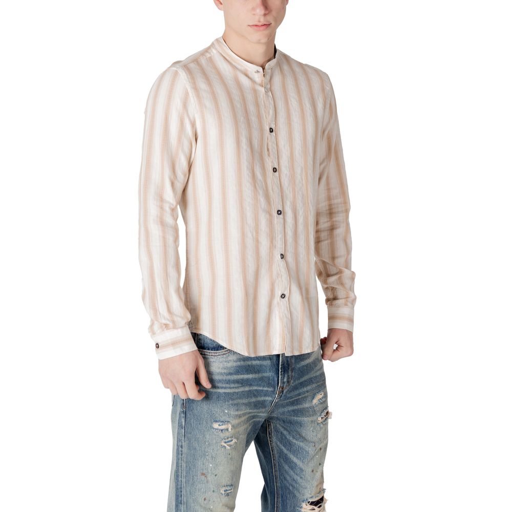 Gianni Lupo Beige Cotton Pattern Shirt Gianni Lupo