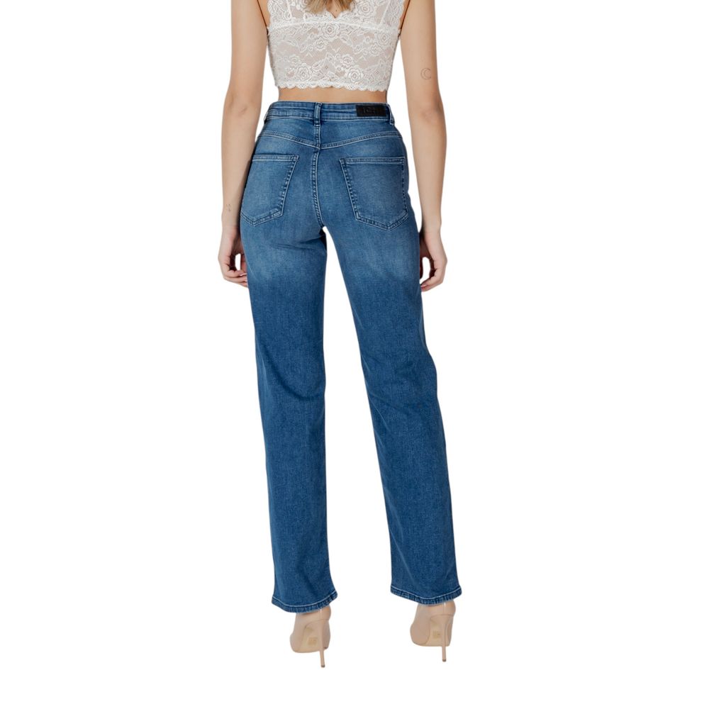 ICHI Blue Cotton Relaxed Fit Jean