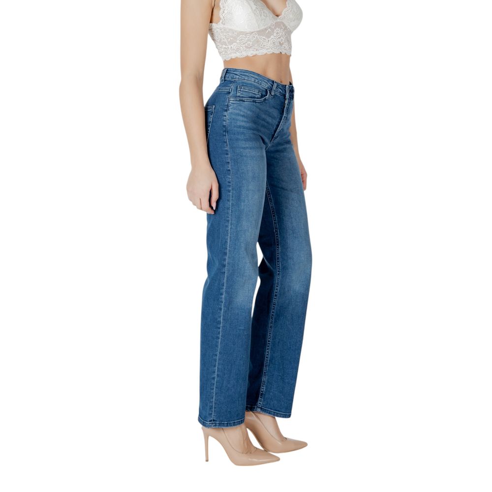 ICHI Blue Cotton Relaxed Fit Jean