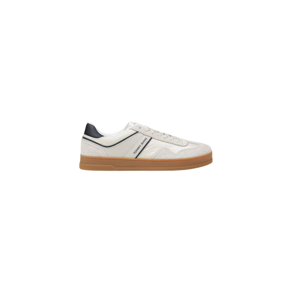 Tommy Hilfiger Jeans Cream Leather Low Top Sneakers - Eljoys Fashion 