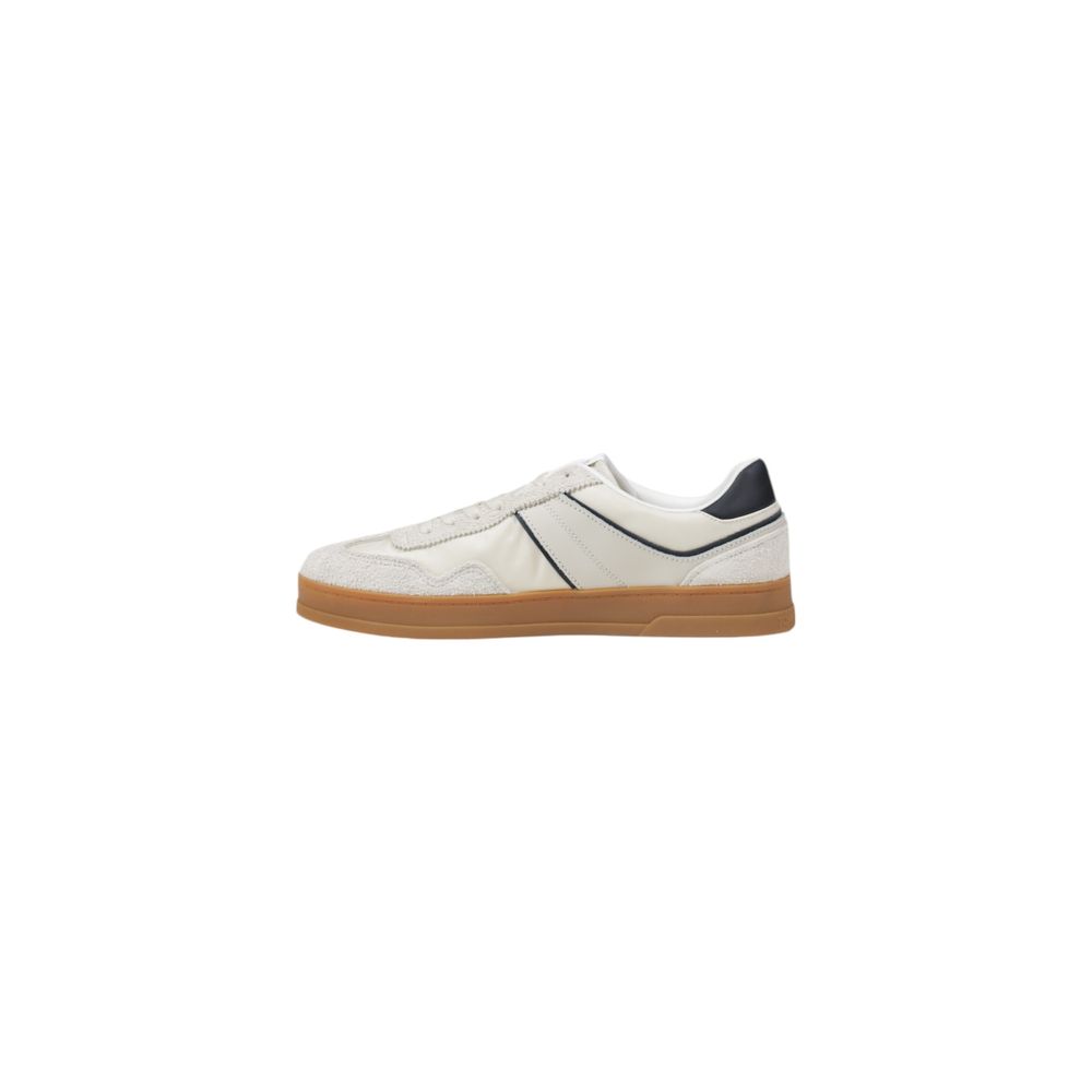 Tommy Hilfiger Jeans Cream Leather Low Top Sneakers - Eljoys Fashion 