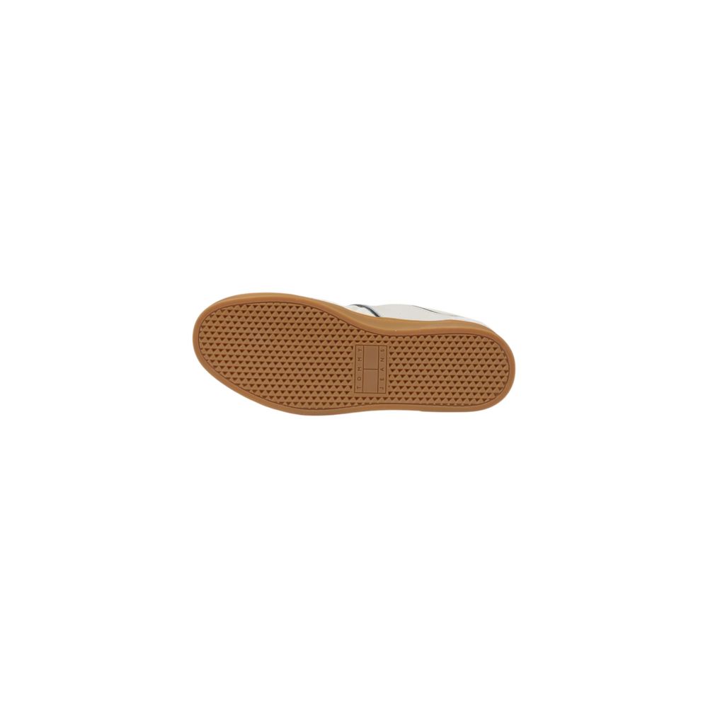 Tommy Hilfiger Jeans Cream Leather Low Top Sneakers - Eljoys Fashion 