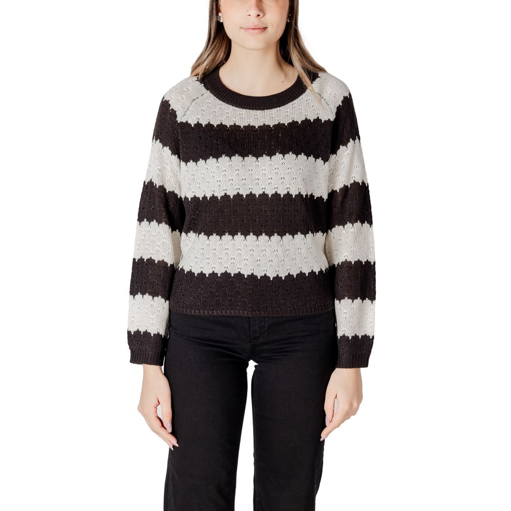 Jacqueline De Yong Black And White Marabou Sweater