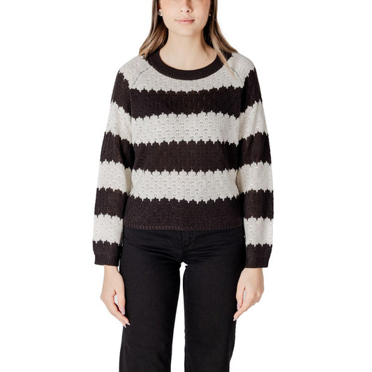 Jacqueline De Yong Black And White Marabou Sweater