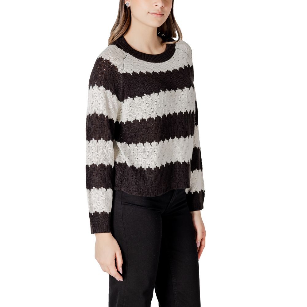 Jacqueline De Yong Black And White Marabou Sweater