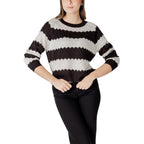 Jacqueline De Yong Black And White Marabou Sweater