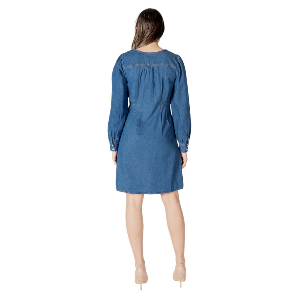 ICHI Blue Cotton Short Dress ICHI