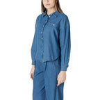 ICHI Blue Cotton Blouse ICHI