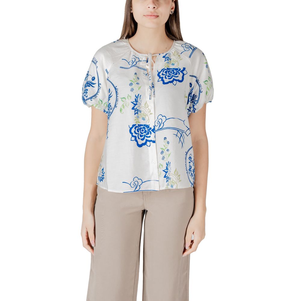 ICHI White Viscose Shortsleeve Shirt ICHI