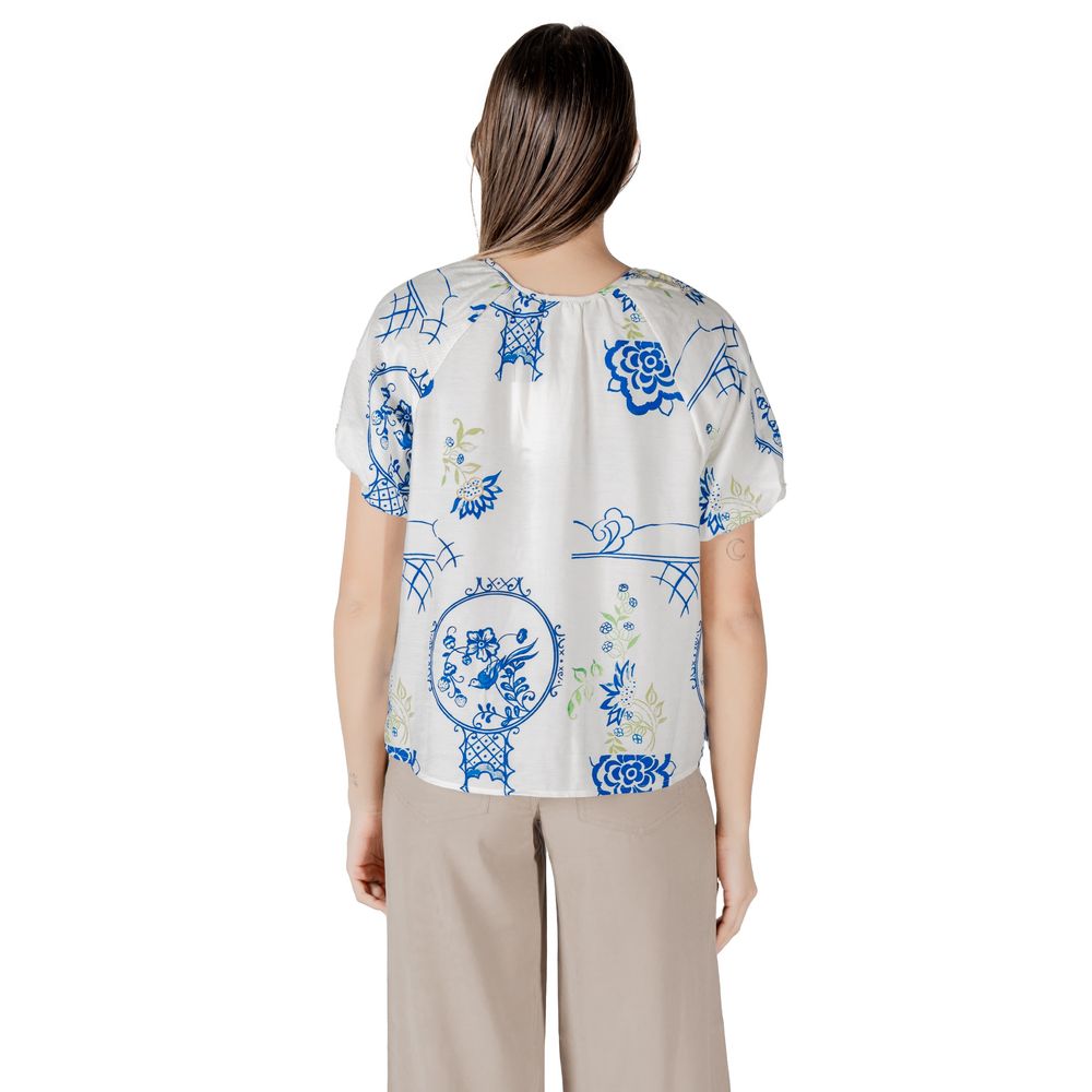 ICHI White Viscose Shortsleeve Shirt ICHI