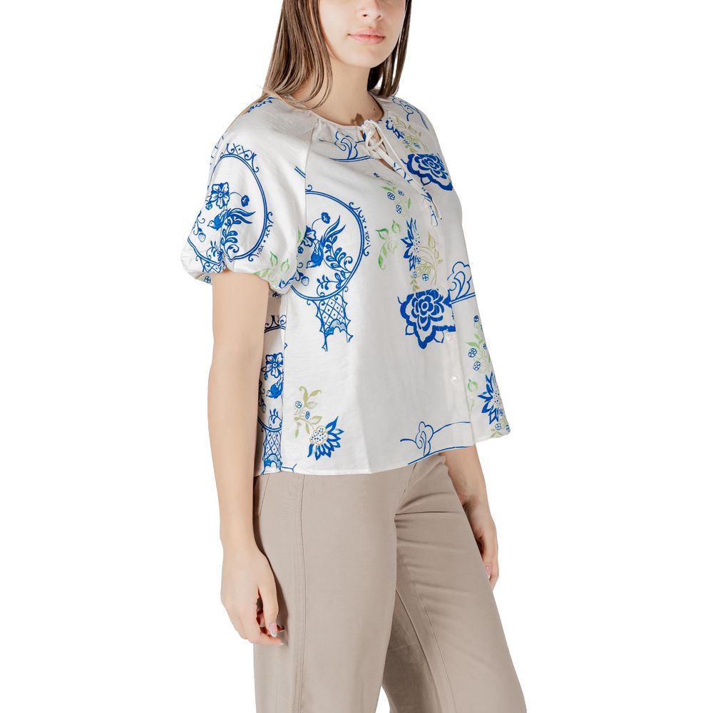 ICHI White Viscose Shortsleeve Shirt ICHI