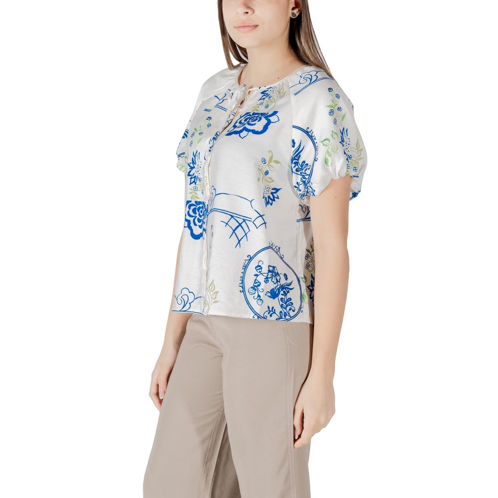 ICHI White Viscose Shortsleeve Shirt ICHI